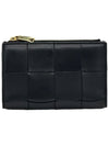 Intrecciato Zipper Fold Halfwallet Black - BOTTEGA VENETA - BALAAN.