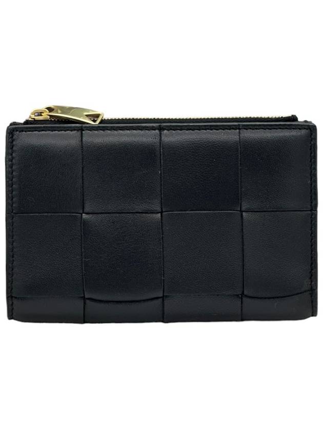 Intrecciato Zipper Bifold Medium Wallet Black - BOTTEGA VENETA - BALAAN 4