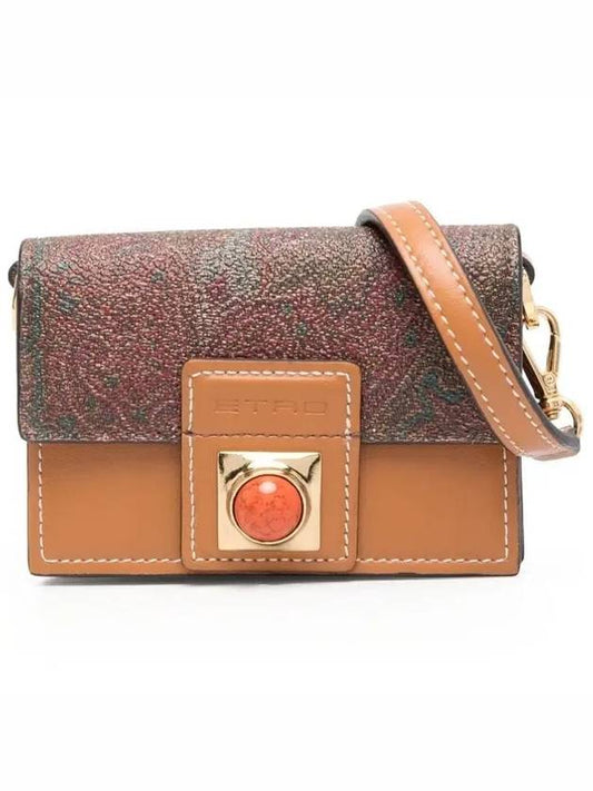 Women's Crown Me Paisley Print Cross Bicycle Wallet Brown - ETRO - BALAAN.