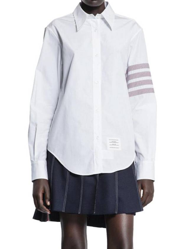 4 Bar Striped Cotton Long Sleeve Shirt White - THOM BROWNE - BALAAN 2