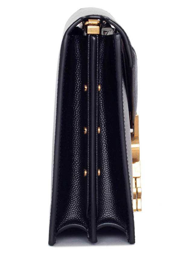 Cassandra Medium Chain Bag in Grain de Poudre Embossed Leather Black - SAINT LAURENT - BALAAN 4