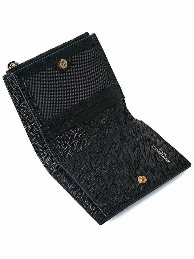 Cassandre Matelasse Grain De Poudre Embossed Leather Half Wallet Black - SAINT LAURENT - BALAAN 11