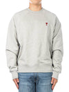 Cotton Heart Logo Sweatshirt Grey - AMI - BALAAN 2