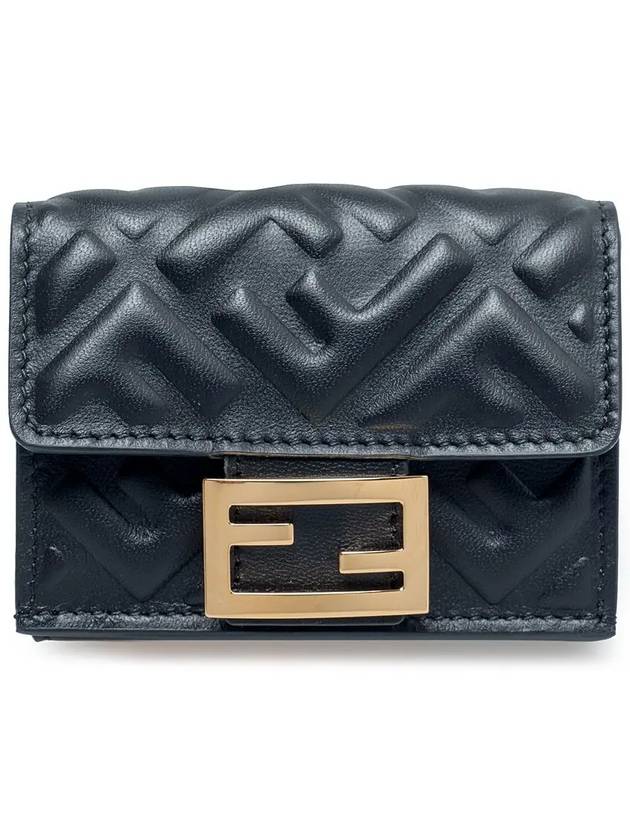 FF Baguette Flap Card Half Wallet Black - FENDI - BALAAN 3