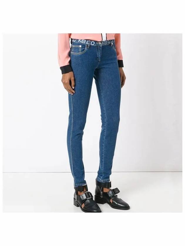 Women's Stretch Skinny Jeans Medium Blue F752PA2506EF 76 - KENZO - BALAAN 2