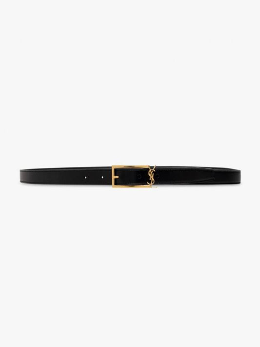 Logo Leather Belt Black - SAINT LAURENT - BALAAN 2