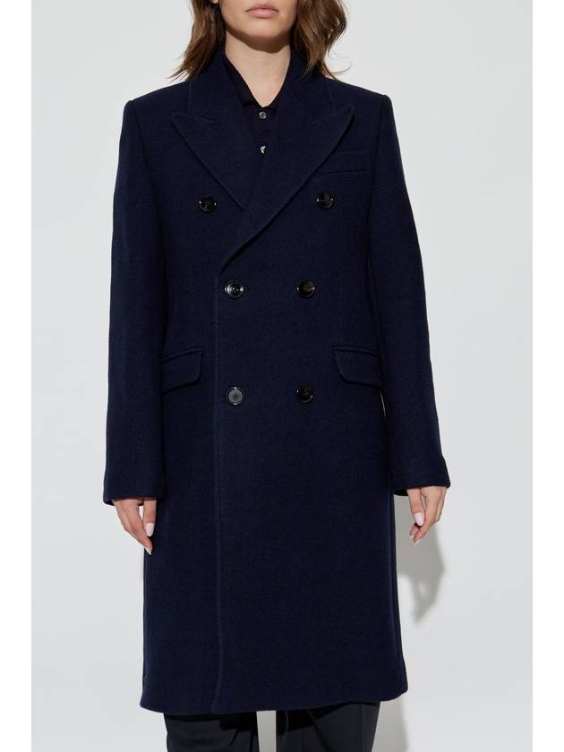 Ami Alexandre Mattiussi Wool Coat, Women's, Navy Blue - AMI - BALAAN 3