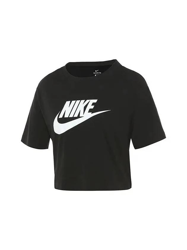 Sportswear Essential Crop Cotton Short Sleeve T-Shirt Black - NIKE - BALAAN 5