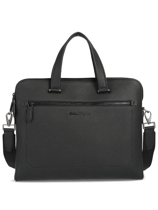 Double Pocket Zipper Briefcase Black - SALVATORE FERRAGAMO - BALAAN 2