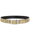 Square Buckle Check Reversible Coated Fabric Leather Belt Beige - BURBERRY - BALAAN 4