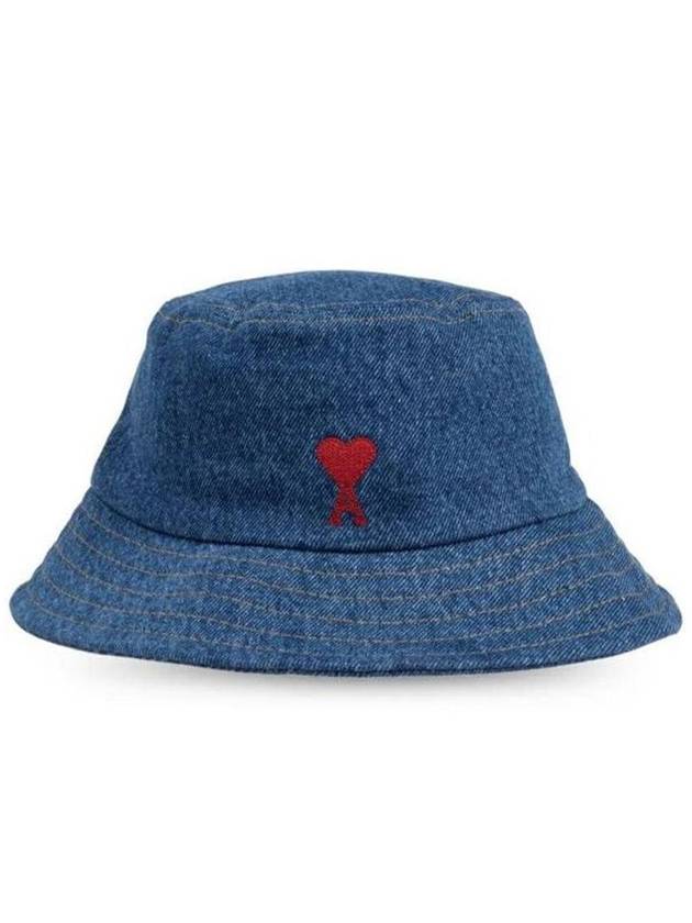 De Coeur Embroidered Denim Bucket Hat Blue - AMI - BALAAN 2