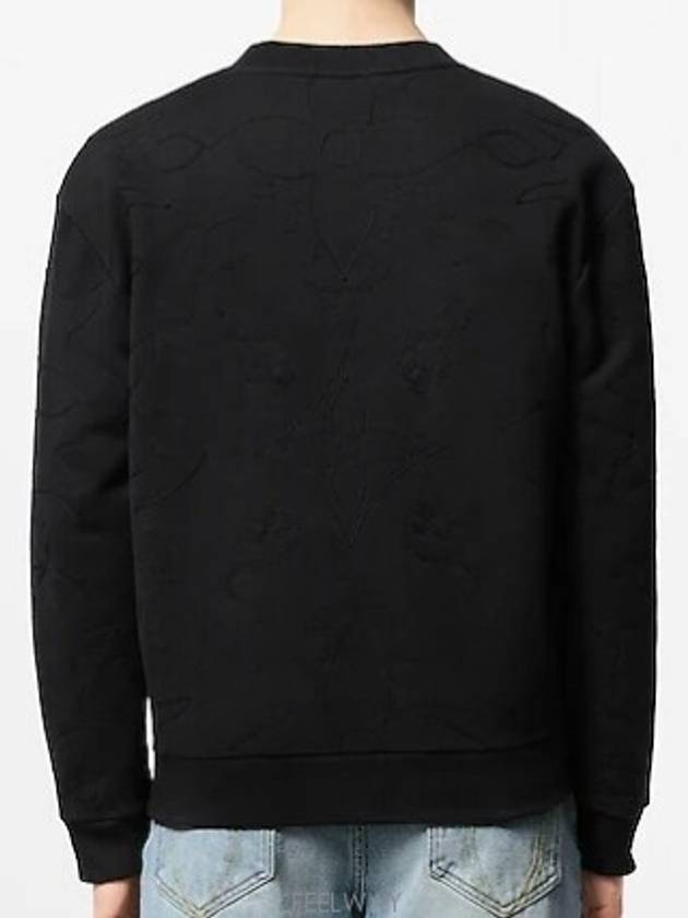 1AFXO9 Embroidered Cotton Jersey Crew Neck - LOUIS VUITTON - BALAAN 3