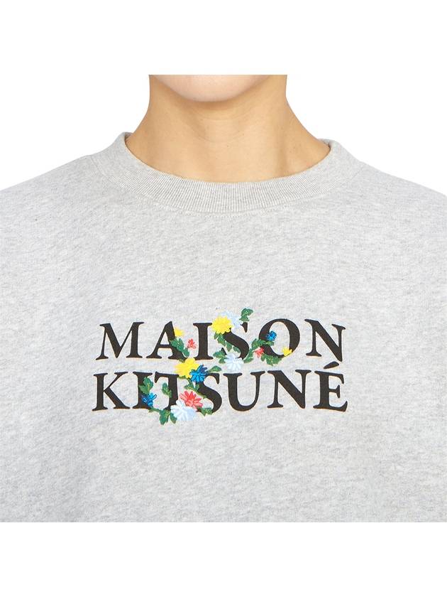 Flowers Comfort Sweatshirt Light Grey Melange - MAISON KITSUNE - BALAAN 7