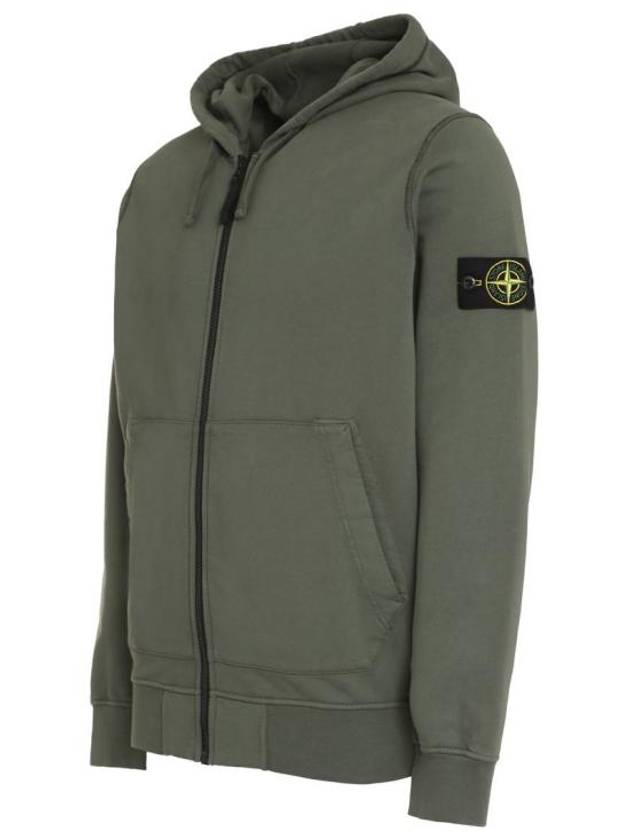 Logo Patch Cotton Fleece Hoodie Green - STONE ISLAND - BALAAN 4