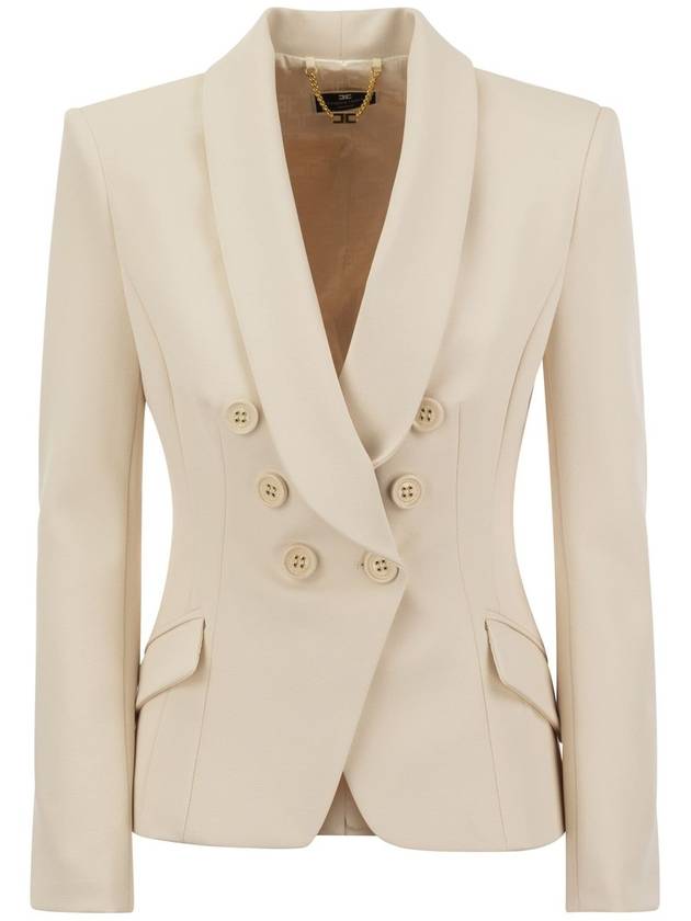 Double-breasted crepe jacket with shawl lapels - ELISABETTA FRANCHI - BALAAN 1