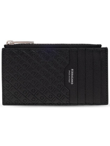 FERRAGAMO Leather Card Case, Men's, Black - SALVATORE FERRAGAMO - BALAAN 1