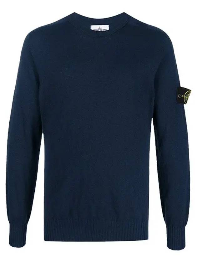 Men's Wappen Patch Crew Neck Knit Top Navy - STONE ISLAND - BALAAN 2