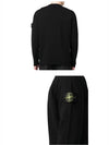 Logo Patch Crew Neck Wool Knit Top Black - STONE ISLAND - BALAAN 6