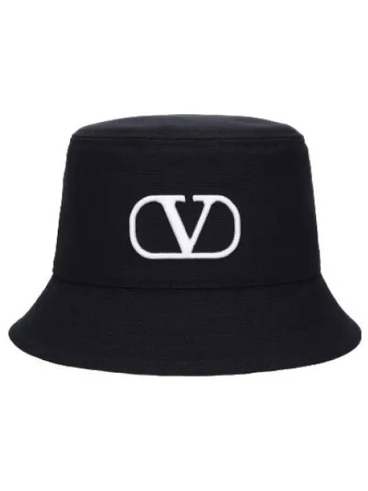 Logo Signature Bucket Hat Black White - VALENTINO - BALAAN 1