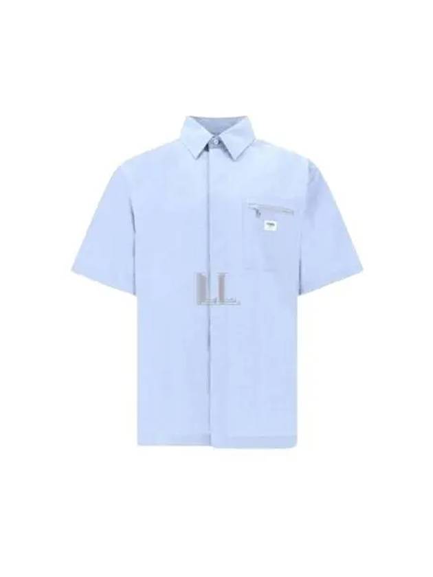 Cotton Short Sleeve Shirt Blue - FENDI - BALAAN 2