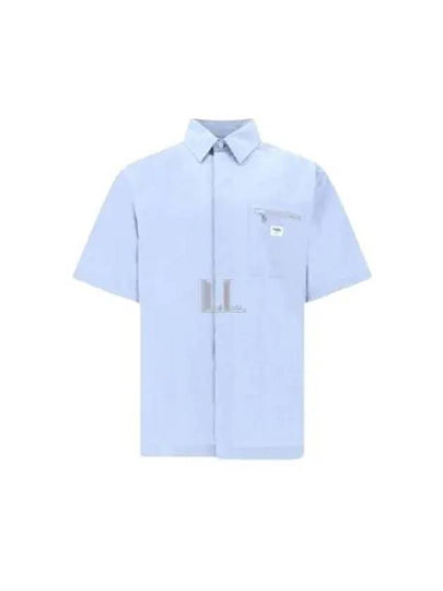 Cotton Short Sleeve Shirt Blue - FENDI - BALAAN 2