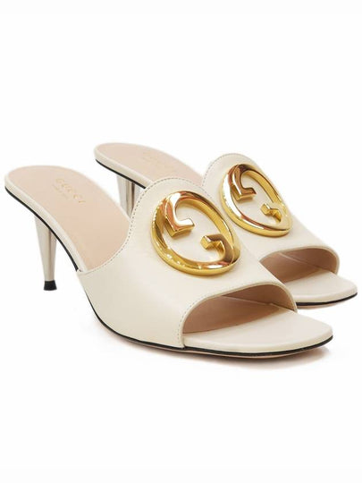 Women's Blondie Leather Heel Slippers Ivory - GUCCI - BALAAN 2