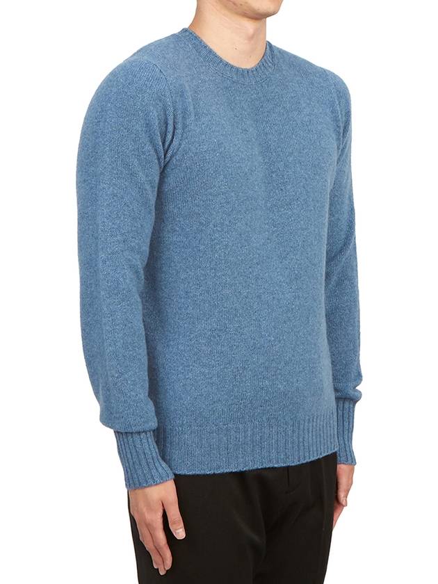 Crew Neck Lambswool Knit Top Blue - DRUMOHR - BALAAN 4