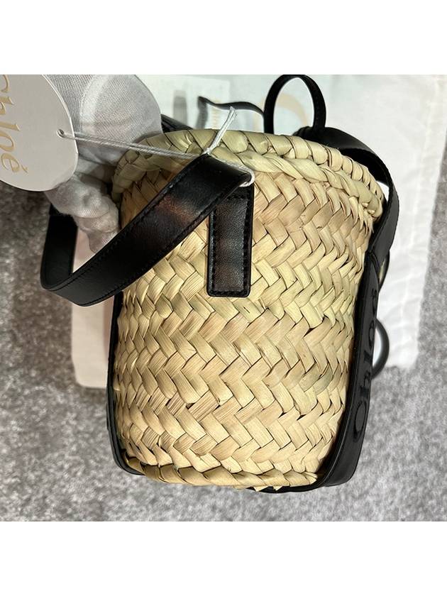 Sense Small Raffia Tote Bag Beige Black - CHLOE - BALAAN 7