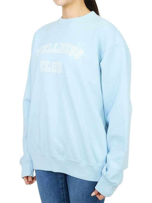 Wellness Club Flock Crew Neck Cotton Sweatshirt Baby Blue - SPORTY & RICH - BALAAN 5