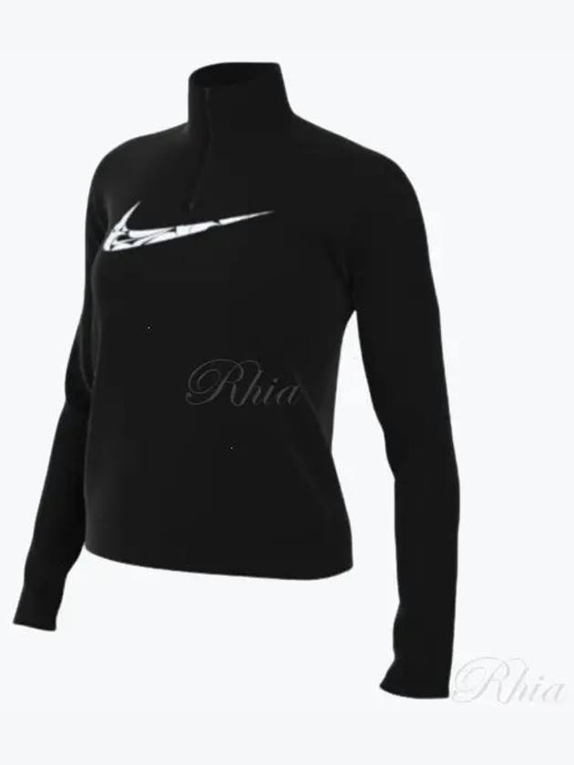 Dri-Fit Swoosh Quarter Zip Up Long Sleeves T Shirt Black - NIKE - BALAAN 2