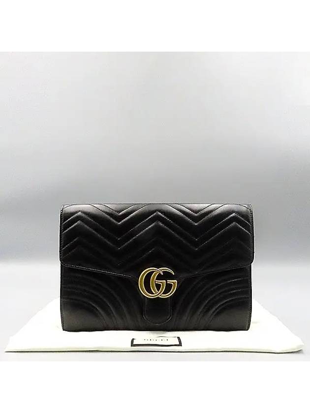 498079 Black color leather Marmont matelass clutch - GUCCI - BALAAN 1