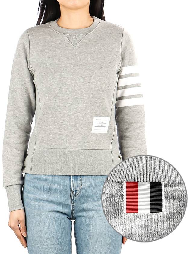 Engineered 4 Bar Stripe Loopback Jersey Knit Crewneck Sweatshirt Light Grey - THOM BROWNE - BALAAN 2