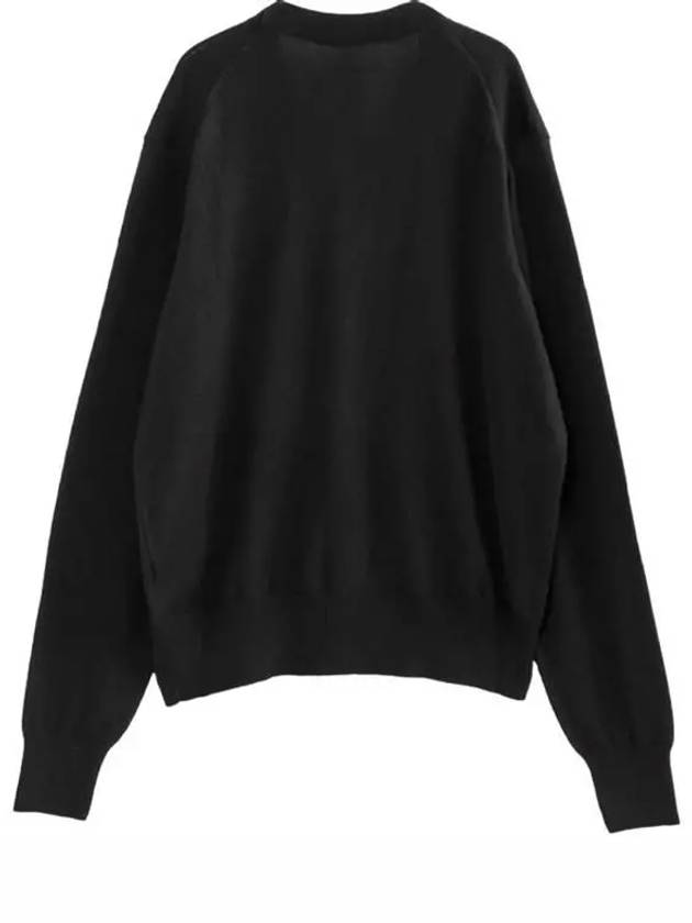 Red Heart Logo Merino Wool Cardigan Black - AMI - BALAAN 3