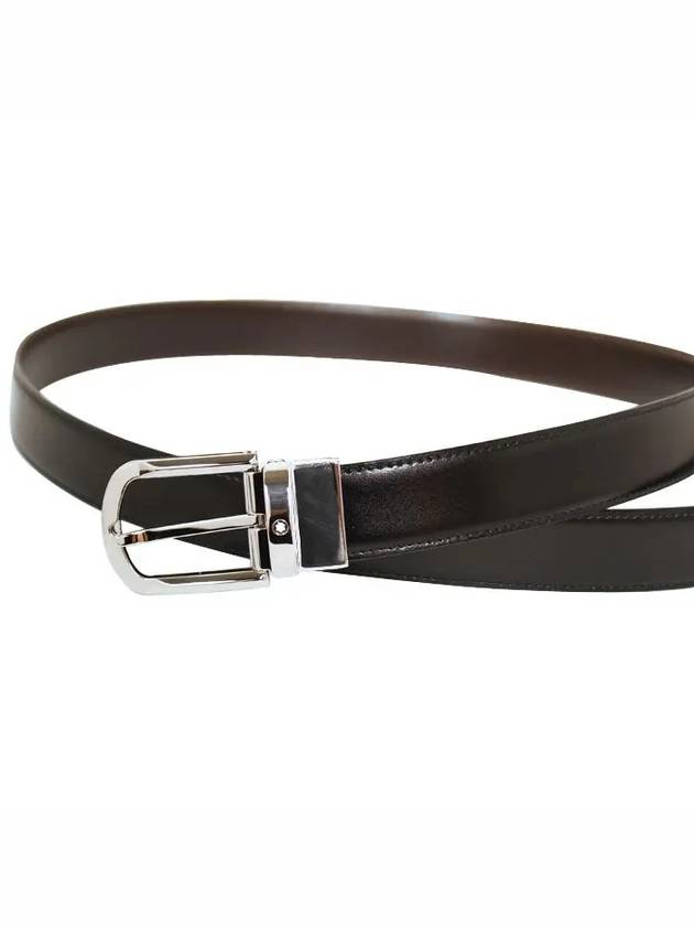 Round Buckle 30mm Reversible Leather Belt Black Brown - MONTBLANC - BALAAN 4