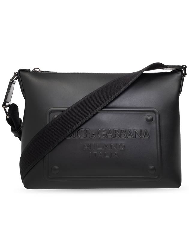 Raised Logo Calfskin Cross Bag Black - DOLCE&GABBANA - BALAAN 2