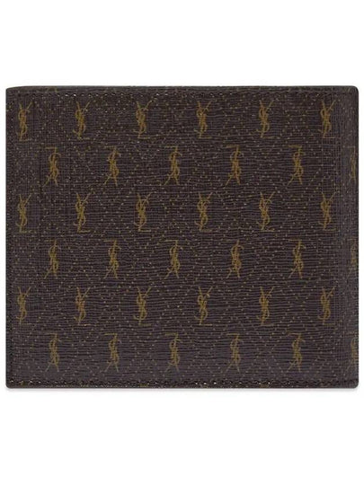 Monogram Canvas All Over Half Wallet Brown - SAINT LAURENT - BALAAN 2