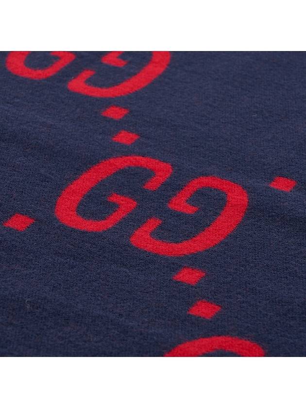 Interlocking GG Pattern Wool Silk Muffler Navy - GUCCI - BALAAN 7