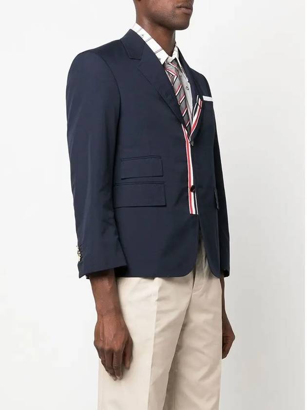 Typewriter Cloth Grosgrain Placket Sport Jacket Navy - THOM BROWNE - BALAAN 5