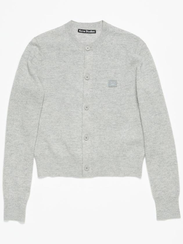 Face Logo Wool Cardigan Gray Women s - ACNE STUDIOS - BALAAN 3