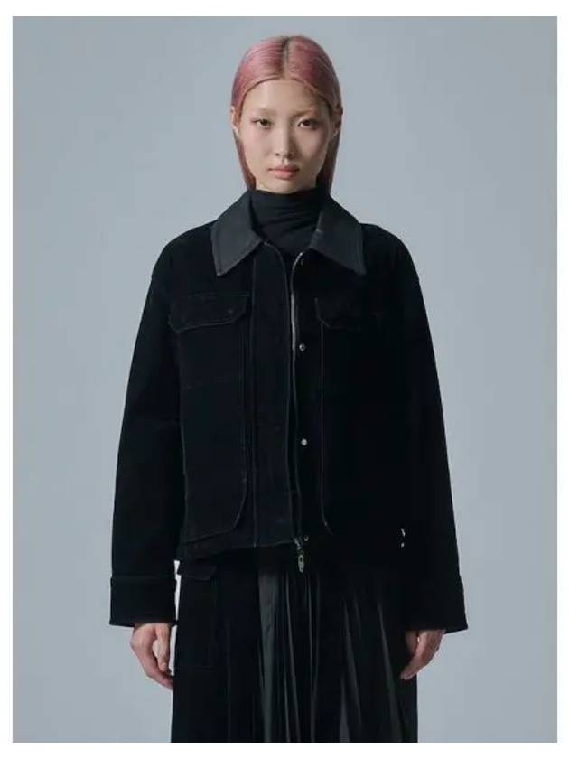 Leather color combination work jacket jumper black domestic product GM0024072287132 - JUUN.J - BALAAN 1