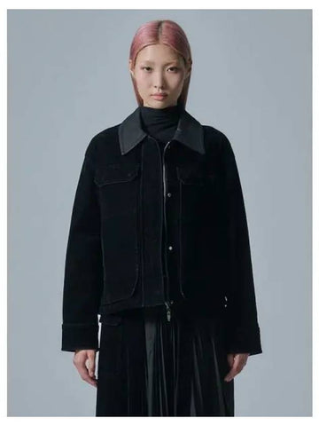 Leather color combination work jacket jumper black domestic product GM0024072287132 - JUUN.J - BALAAN 1