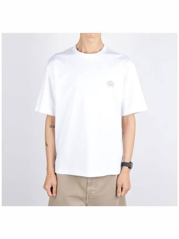 Triangular Logo Cotton Short Sleeve T-shirt White - PRADA - BALAAN 3