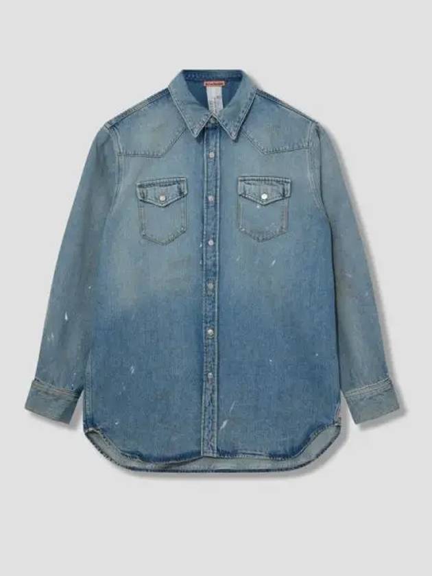 Relaxed Fit Denim Long Sleeve Shirt Light Blue - ACNE STUDIOS - BALAAN 2