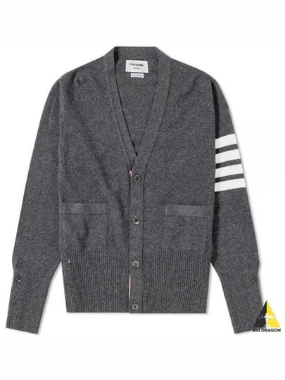 Men's Diagonal Classic Cashmere Cardigan Mid Grey - THOM BROWNE - BALAAN 2