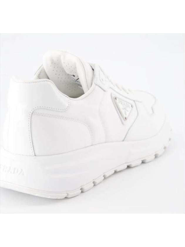 Prax 01 Re-Nylon Brushed Leather Low-Top Sneakers White - PRADA - BALAAN 4