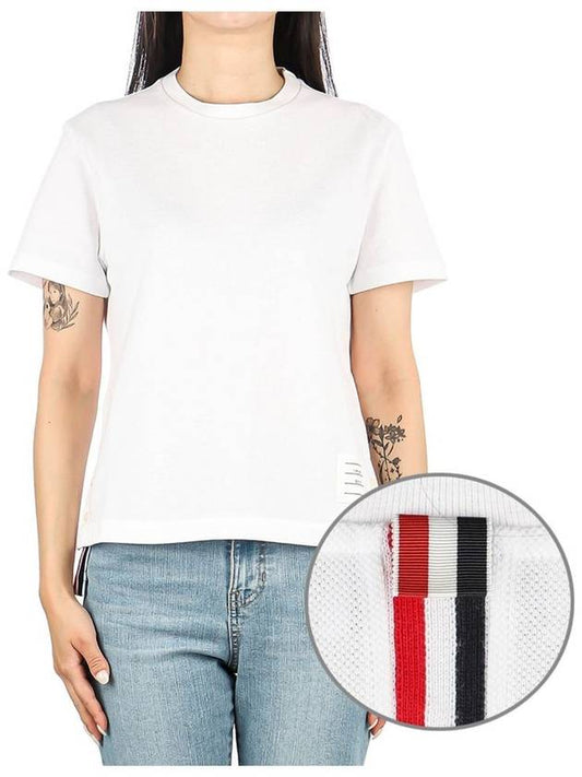 Center Back Stripe Classic Cotton Pique Relaxed Fit Short Sleeve T-Shirt White - THOM BROWNE - BALAAN 2