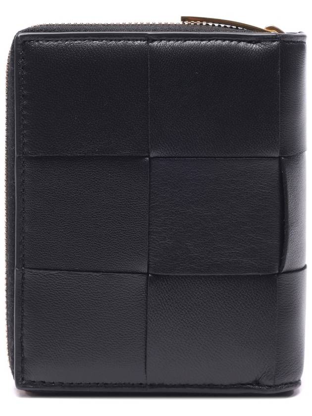 Intrecciato Zippered Leather Half Wallet Black - BOTTEGA VENETA - BALAAN 5