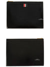 Leather Zipper Tablet Small Clutch Bag Black - THOM BROWNE - BALAAN 6