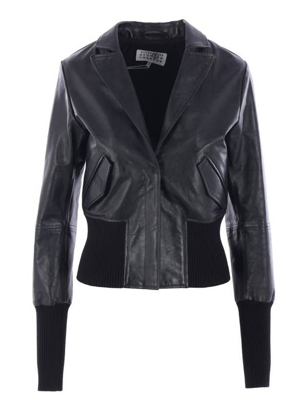 Ribbed Leather Jacket Black - MAISON MARGIELA - BALAAN 2