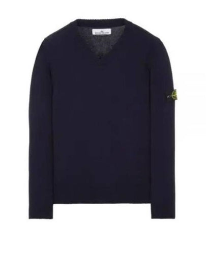 Wappen Patch V Neck Knit Top Navy - STONE ISLAND - BALAAN 2